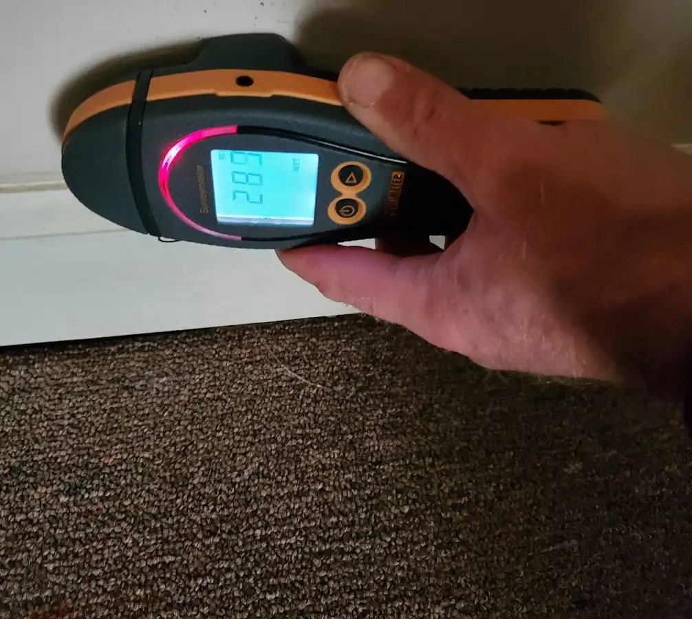 Moisture detection at baseboard during Mold Inspection & Testing in Tequesta